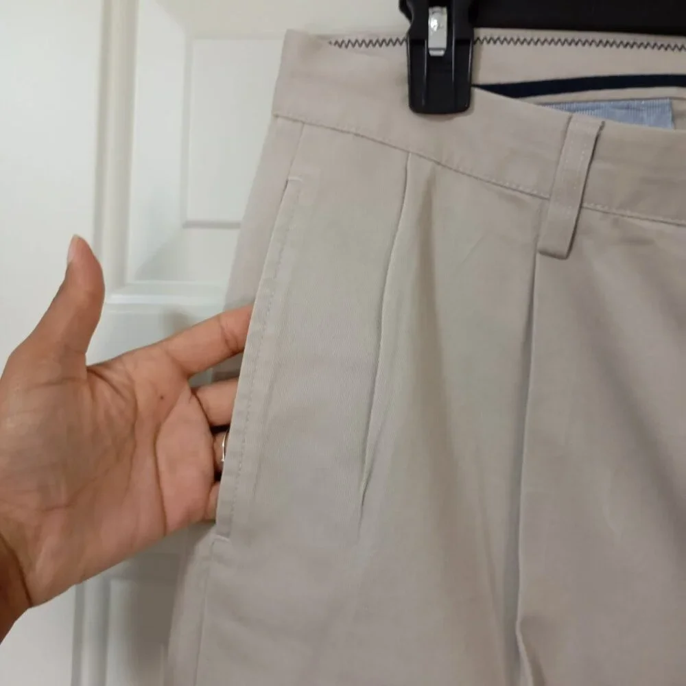 Nautica Pants Pleated Khaki Mens 33Wx30L 100% Cotton Business or Casual